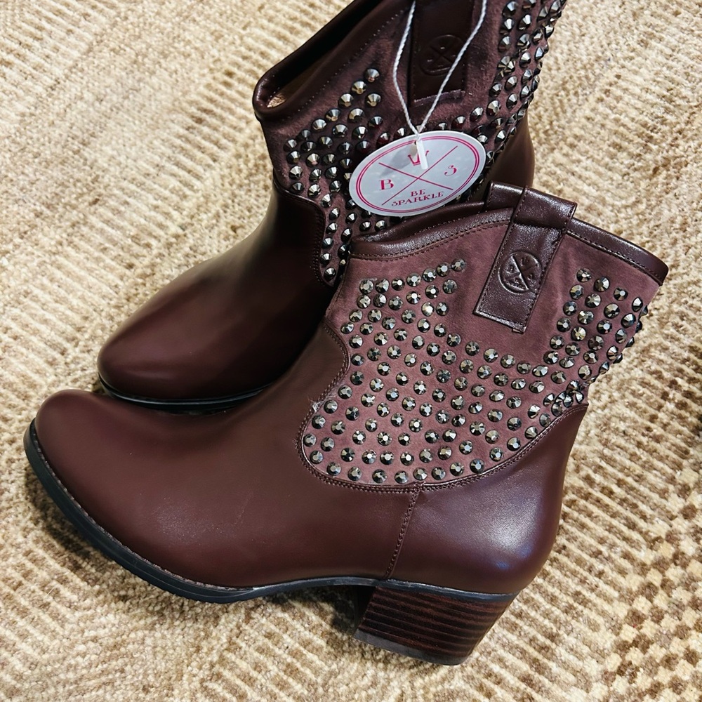 BE SPARKLE Leather Ankle Boots for Girls and Women-Cowboy Western Style …